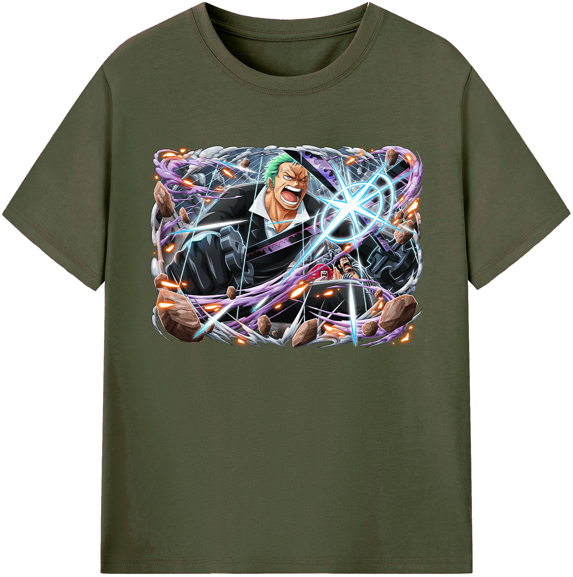 ワンピース ロロノア・ゾロ ONE PIECE Roronoa Zoro 綿100％ メンズ半袖Tシャツ｜肌触りやわらか＆通気性